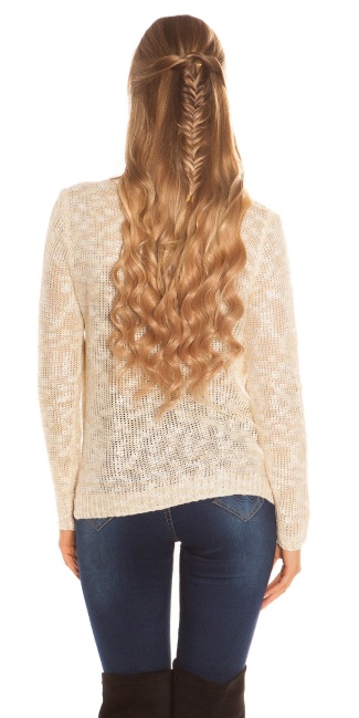 Trendy knit sweater with zips Beige
